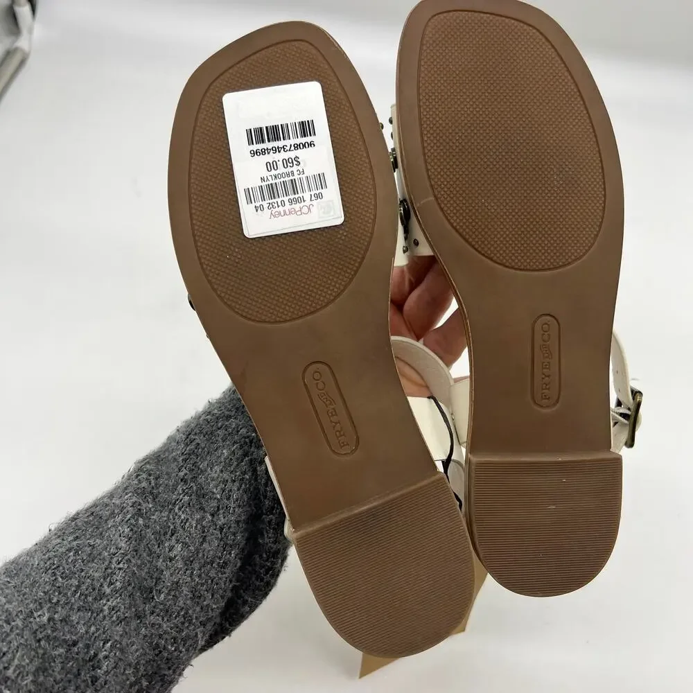Frye and Co. Womens Brooklyn Adjustable Strap Flat Sandals Cream Size 6M